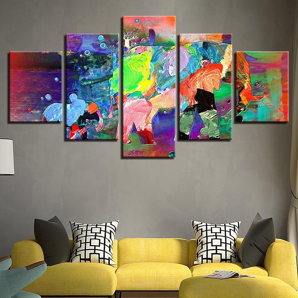 Abstract Expressionist Five-Panel Canvas Art Set-Original Frame