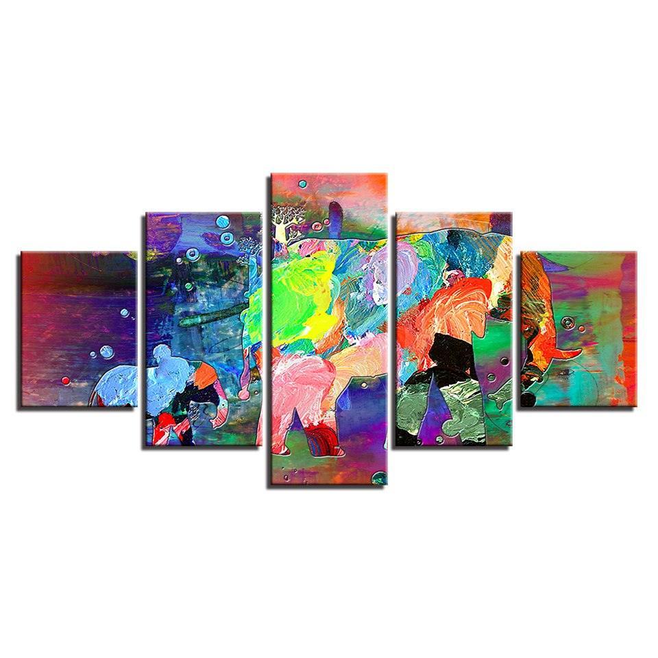 Abstract Expressionist Five-Panel Canvas Art Set-Original Frame