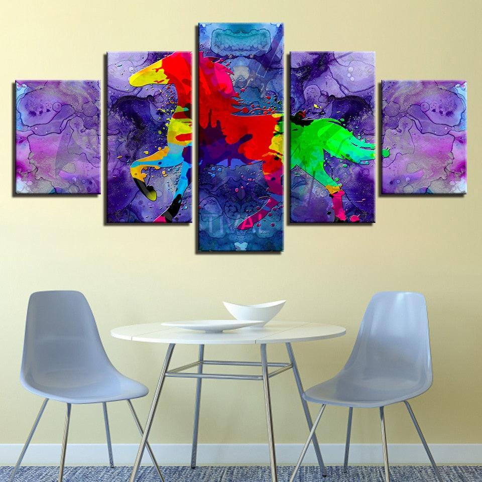 Abstract Horse Poster 5 Piece HD Multi Panel Canvas Wall Art Frame-Original Frame