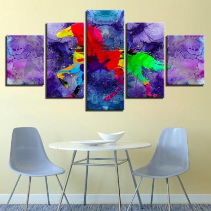 Abstract Horse Poster 5 Piece HD Multi Panel Canvas Wall Art Frame-Original Frame