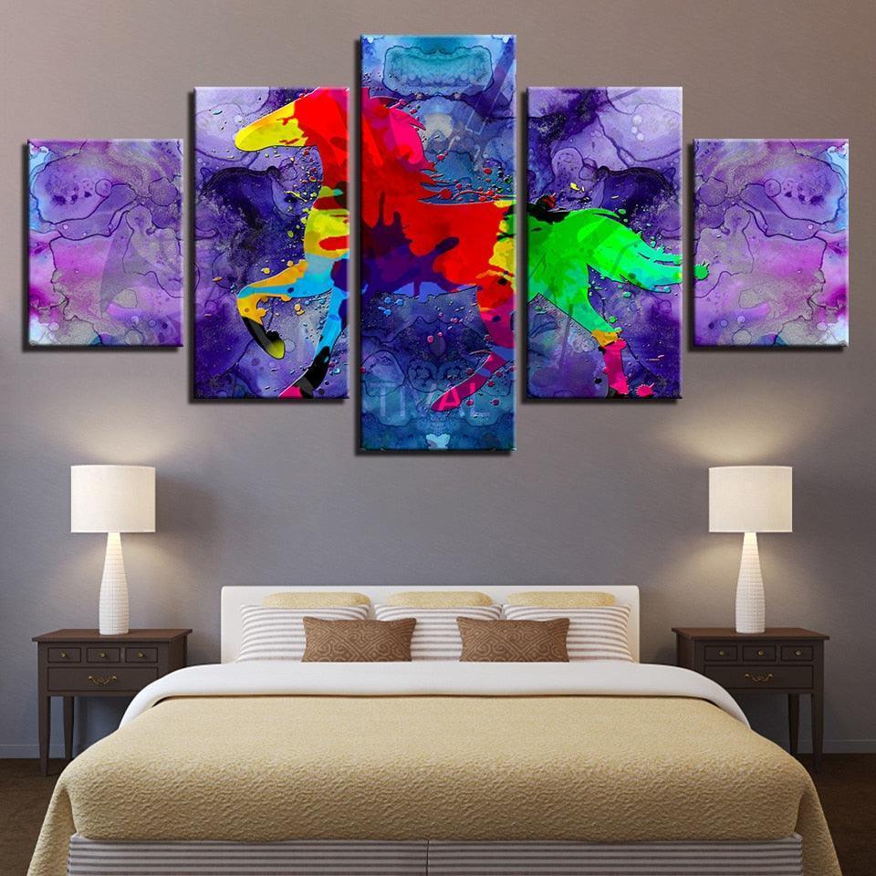 Abstract Horse Poster 5 Piece HD Multi Panel Canvas Wall Art Frame-Original Frame