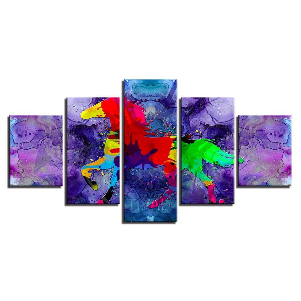 Abstract Horse Poster 5 Piece HD Multi Panel Canvas Wall Art Frame-Original Frame