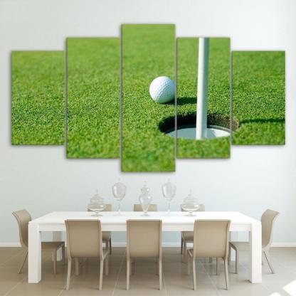 Golf Course Ball in One 5 Piece HD Multi Panel Canvas Wall Art Frame-Original Frame