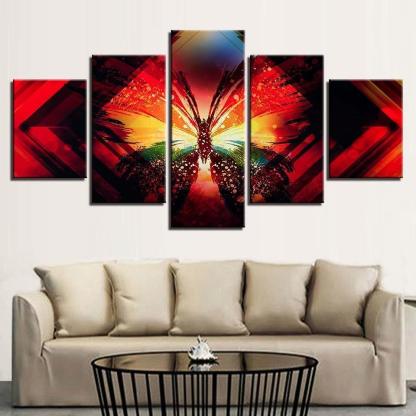 Butterfly Painting 5 Piece HD Multi Panel Canvas Wall Art Frame-Original Frame