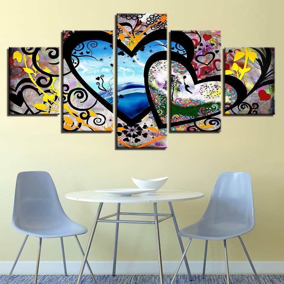 Abstract 5 Piece HD Multi Panel Canvas Wall Art Frame-Original Frame
