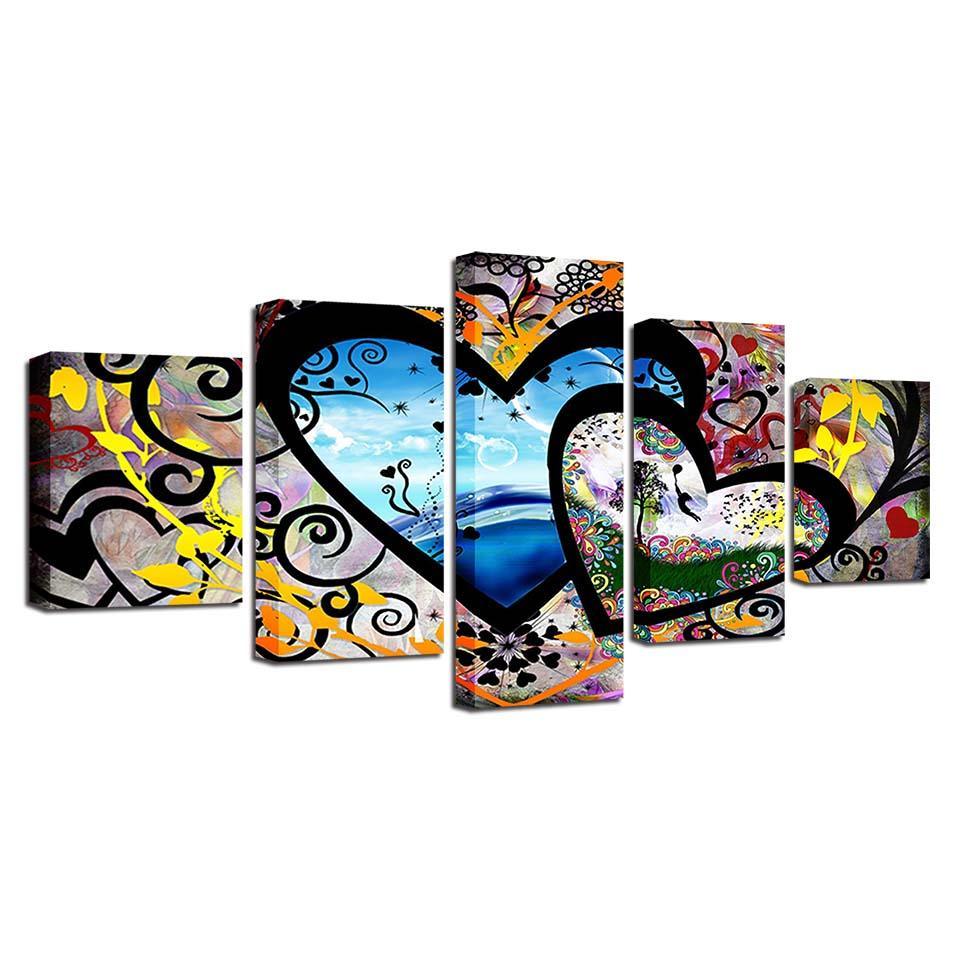 Abstract 5 Piece HD Multi Panel Canvas Wall Art Frame-Original Frame