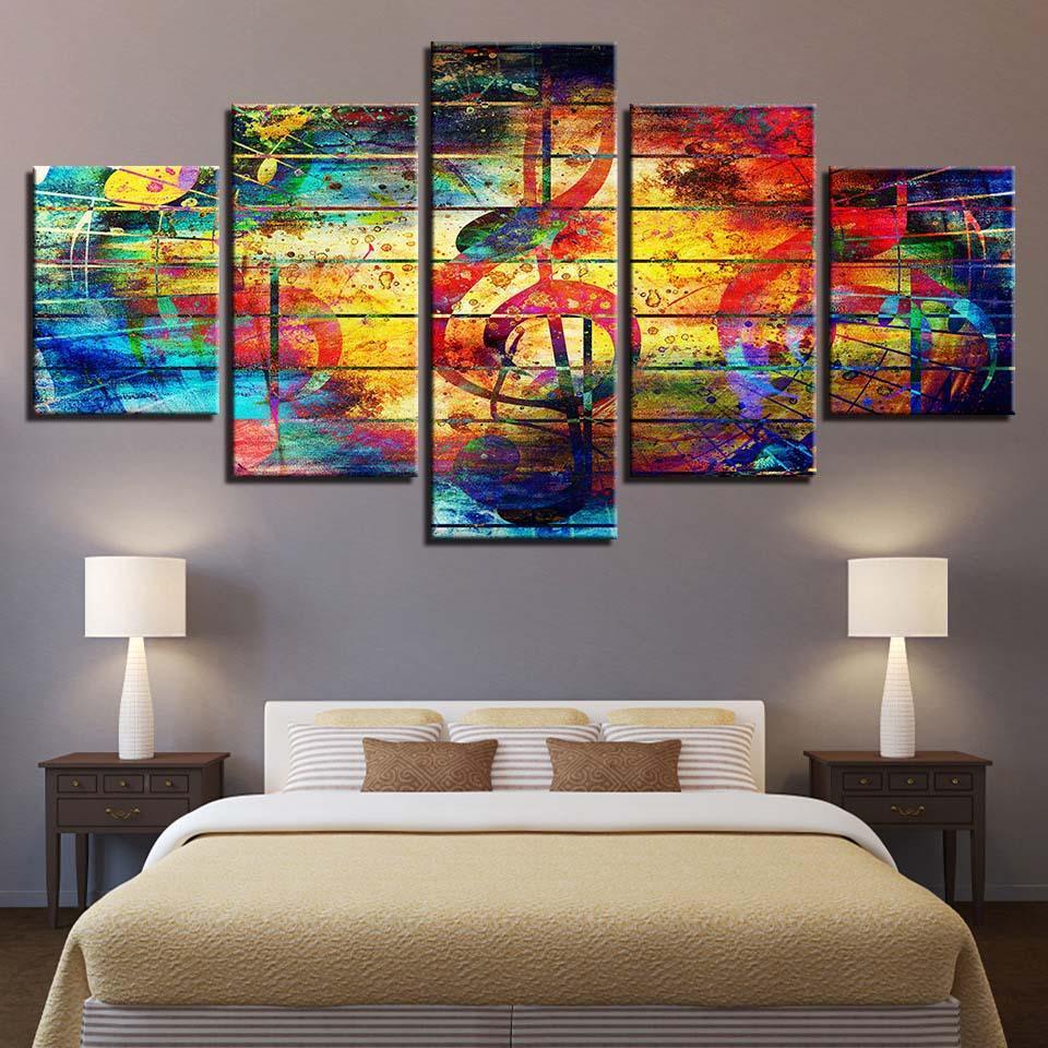 Colors of Music 5 Piece HD Multi Panel Canvas Wall Art Frame-Original Frame