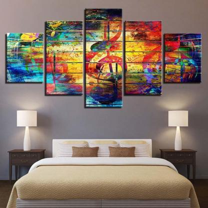 Colors of Music 5 Piece HD Multi Panel Canvas Wall Art Frame-Original Frame
