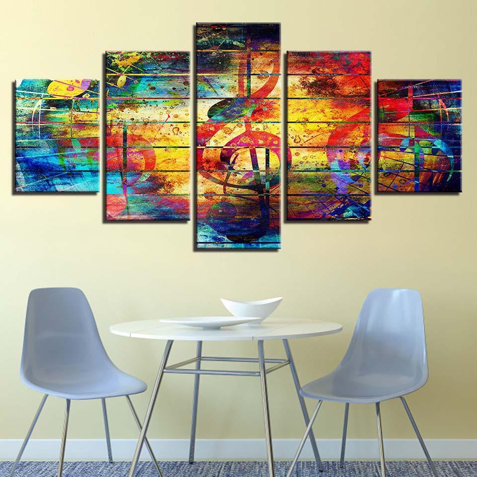 Colors of Music 5 Piece HD Multi Panel Canvas Wall Art Frame-Original Frame
