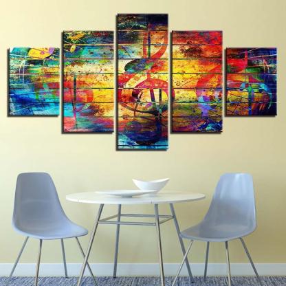 Colors of Music 5 Piece HD Multi Panel Canvas Wall Art Frame-Original Frame