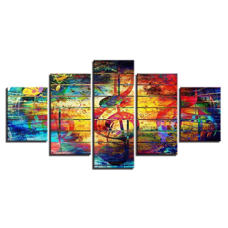 Colors of Music 5 Piece HD Multi Panel Canvas Wall Art Frame-Original Frame