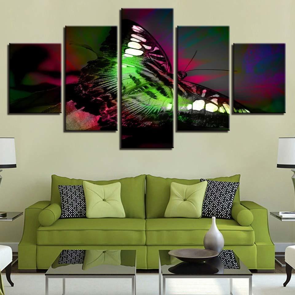 Butterfly 5 Piece HD Multi Panel Canvas Wall Art Frame-Original Frame