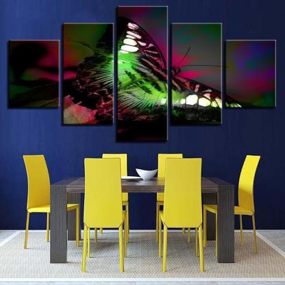Butterfly 5 Piece HD Multi Panel Canvas Wall Art Frame-Original Frame