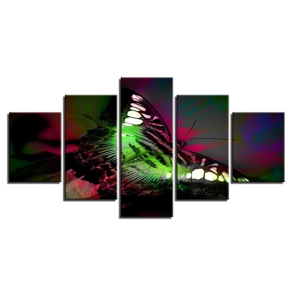 Butterfly 5 Piece HD Multi Panel Canvas Wall Art Frame-Original Frame