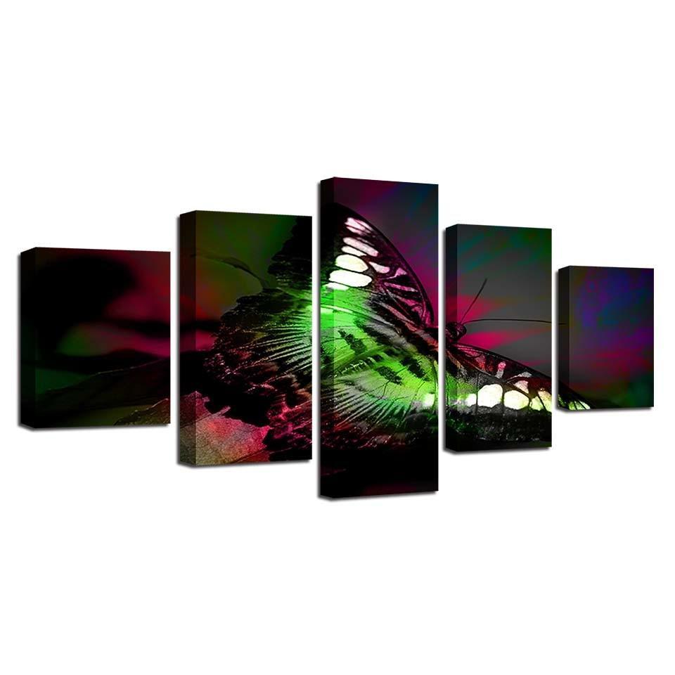 Butterfly 5 Piece HD Multi Panel Canvas Wall Art Frame-Original Frame