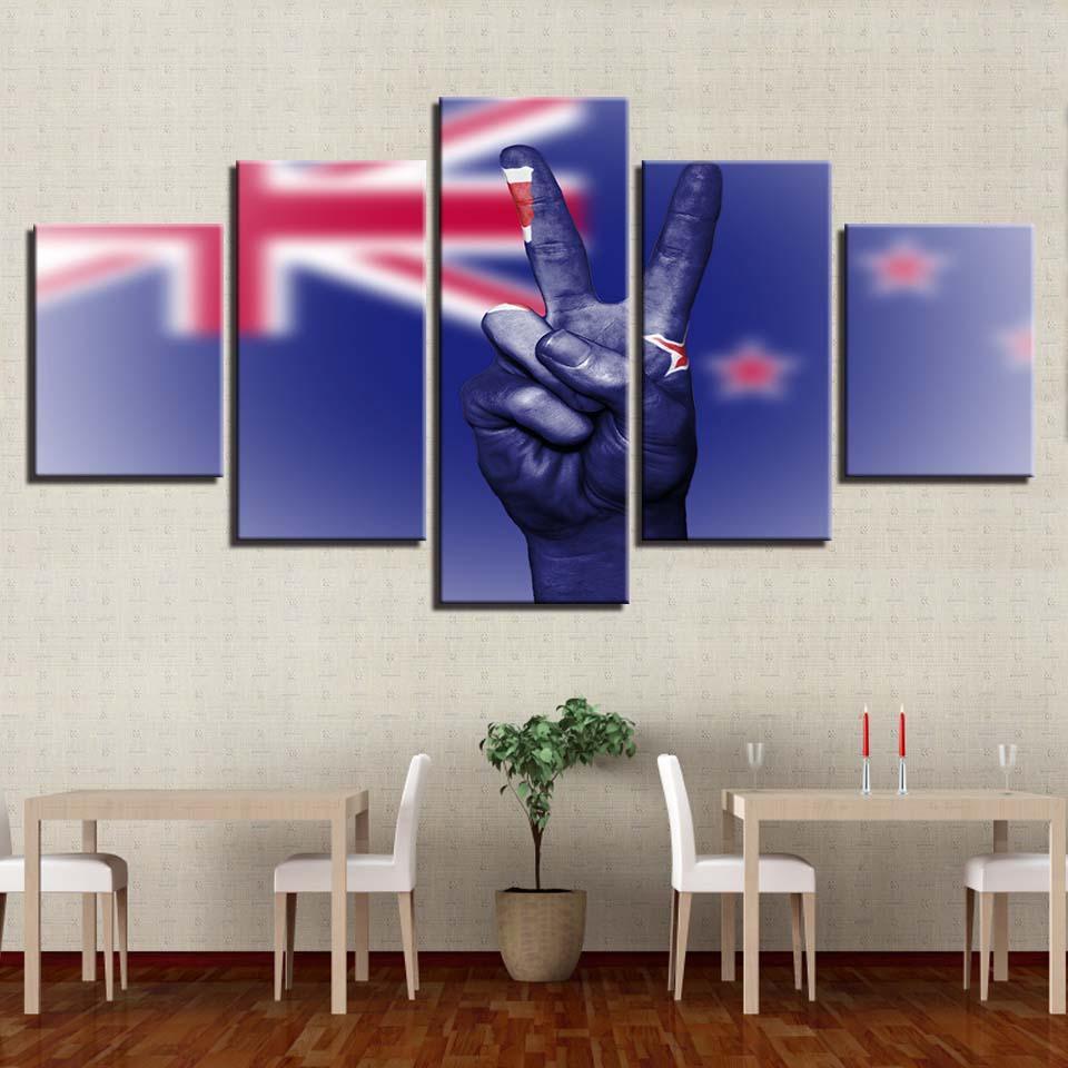 National Flag 5 Piece HD Multi Panel Canvas Wall Art Frame-Original Frame