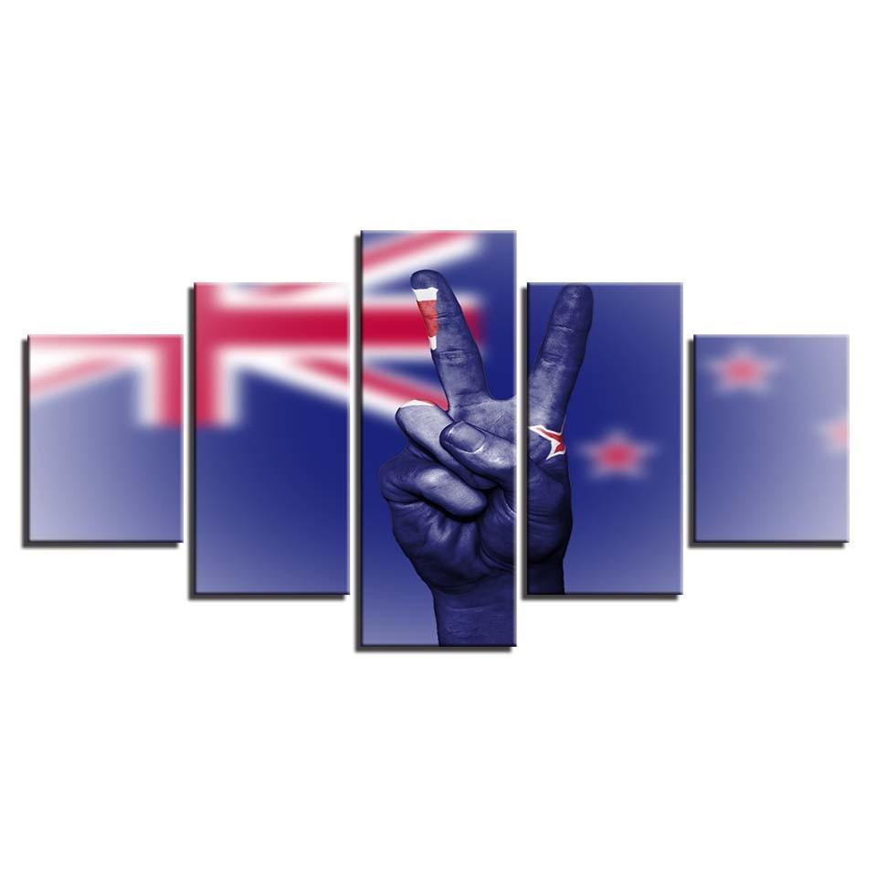 National Flag 5 Piece HD Multi Panel Canvas Wall Art Frame-Original Frame