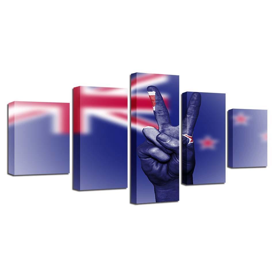 National Flag 5 Piece HD Multi Panel Canvas Wall Art Frame-Original Frame