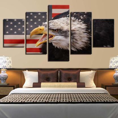 American Eagle 5 Piece HD Multi Panel Canvas Wall Art Frame-Original Frame