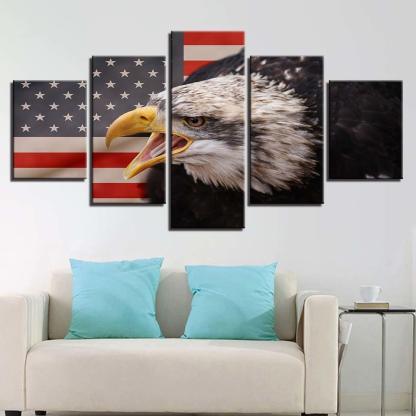 American Eagle 5 Piece HD Multi Panel Canvas Wall Art Frame-Original Frame
