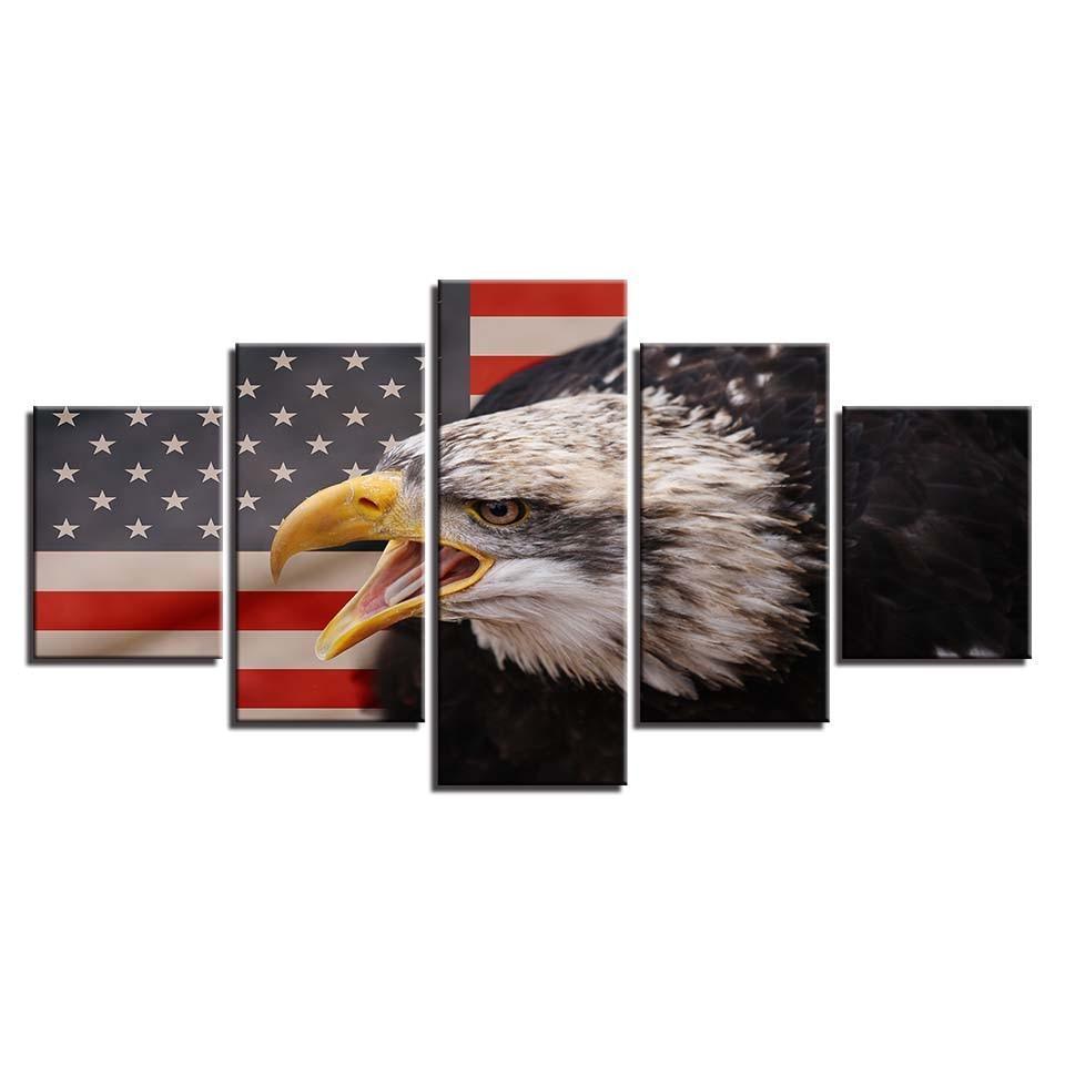 American Eagle 5 Piece HD Multi Panel Canvas Wall Art Frame-Original Frame