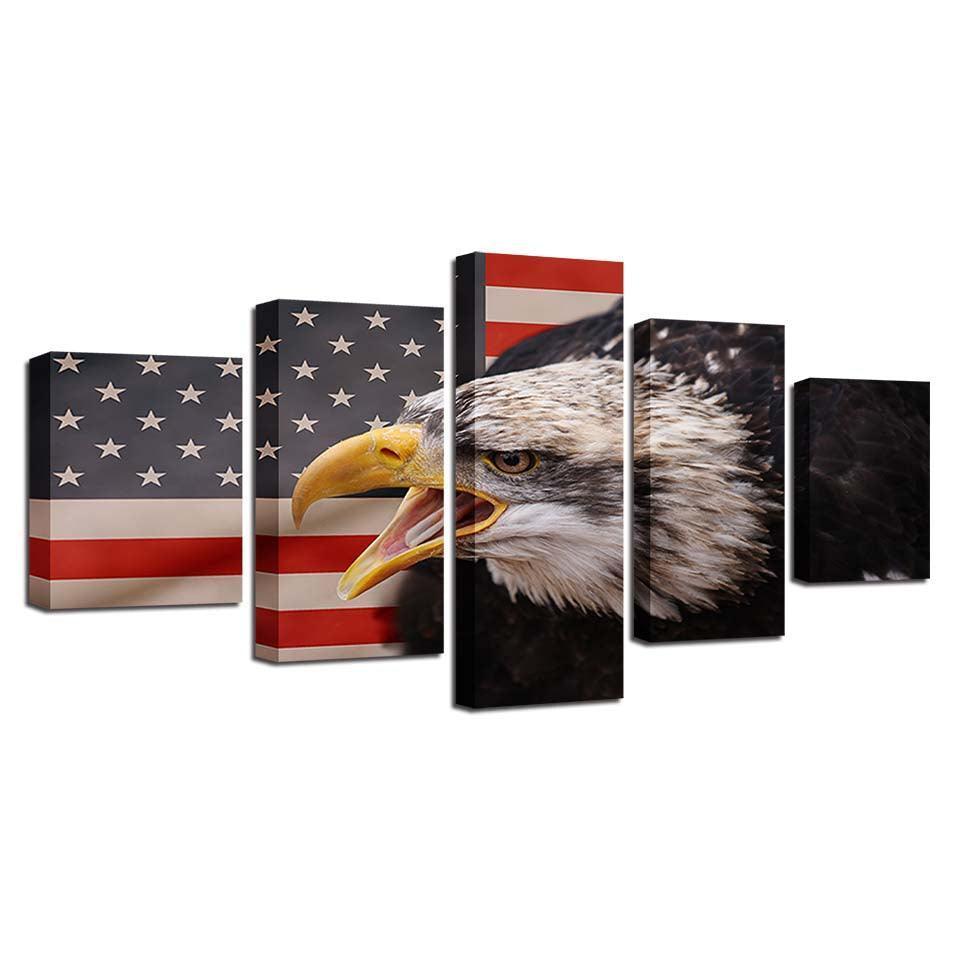 American Eagle 5 Piece HD Multi Panel Canvas Wall Art Frame-Original Frame