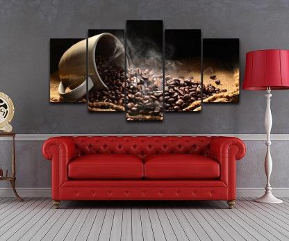 Fragrant Coffee Beans 5 Piece HD Multi Panel Canvas Wall Art Frame-Original Frame