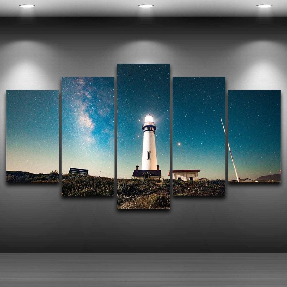 Starry Sky 5 Piece HD Multi Panel Canvas Wall Art Frame-Original Frame