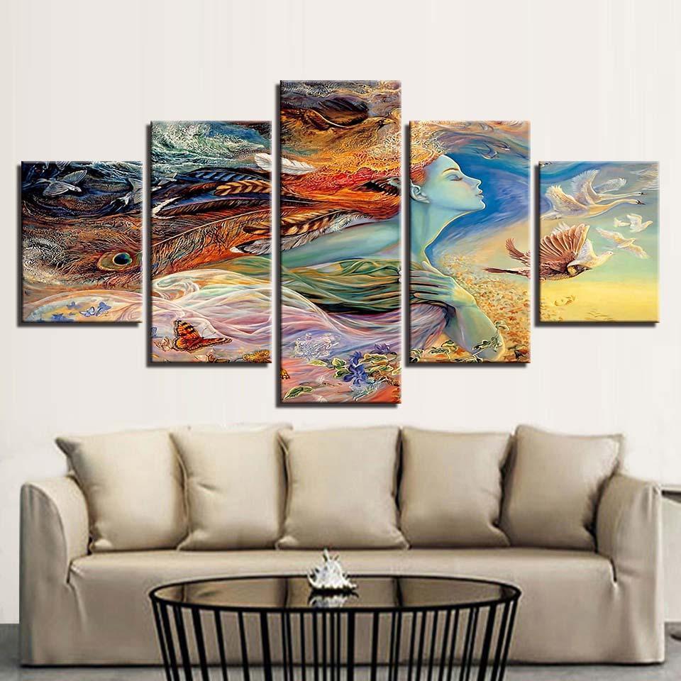 Vibrant 5 Piece HD Multi Panel Canvas Wall Artwork Frame-Original Frame