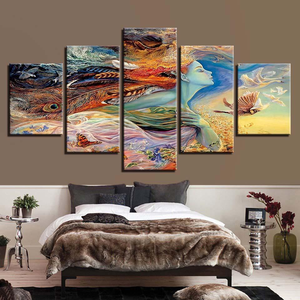 Vibrant 5 Piece HD Multi Panel Canvas Wall Artwork Frame-Original Frame