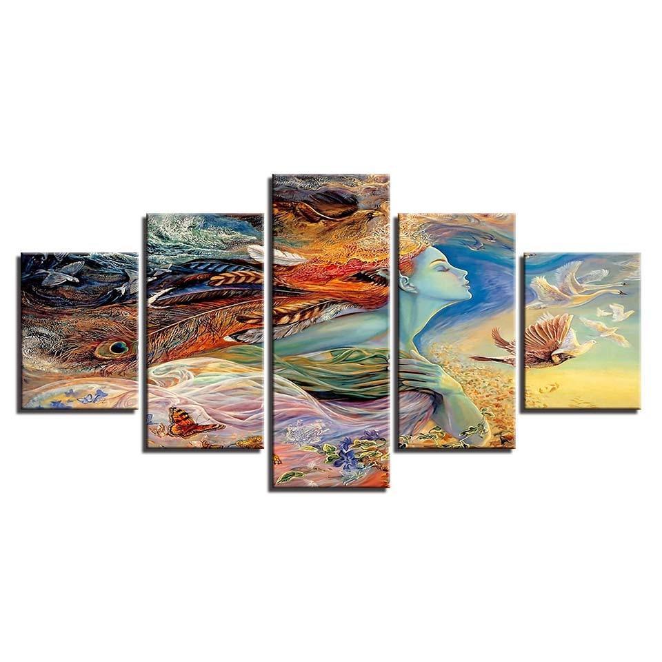 Vibrant 5 Piece HD Multi Panel Canvas Wall Artwork Frame-Original Frame