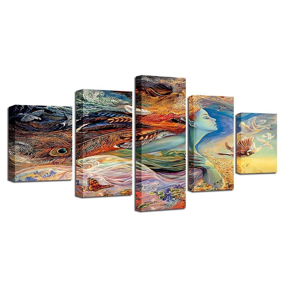 Vibrant 5 Piece HD Multi Panel Canvas Wall Artwork Frame-Original Frame