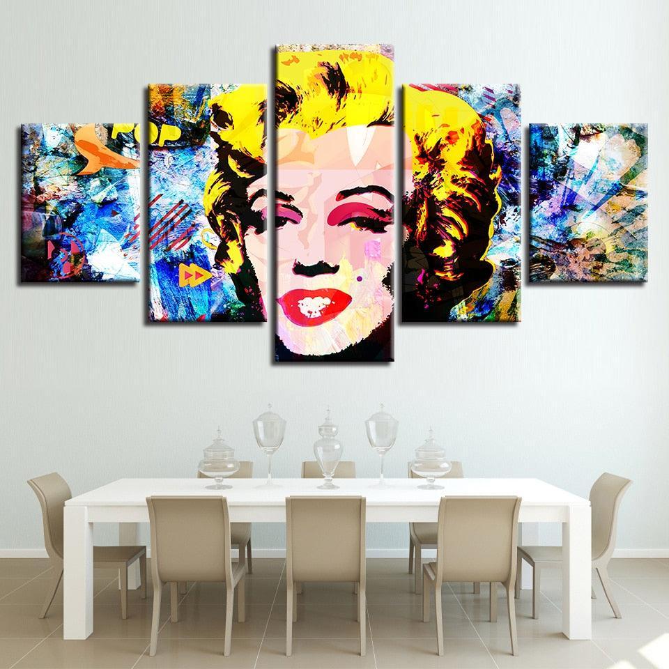 Marilyn Monroe Abstract 5 Piece HD Multi Panel Canvas Wall Art Frame-Original Frame