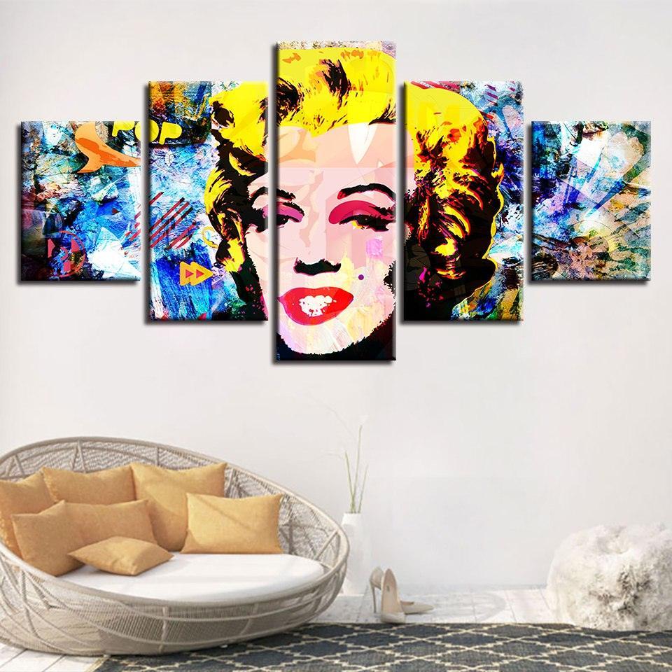 Marilyn Monroe Abstract 5 Piece HD Multi Panel Canvas Wall Art Frame-Original Frame