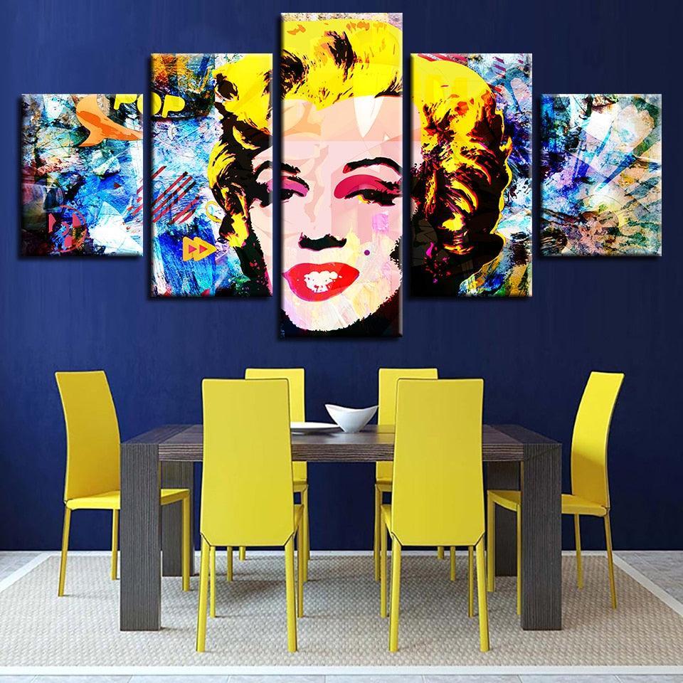 Marilyn Monroe Abstract 5 Piece HD Multi Panel Canvas Wall Art Frame-Original Frame