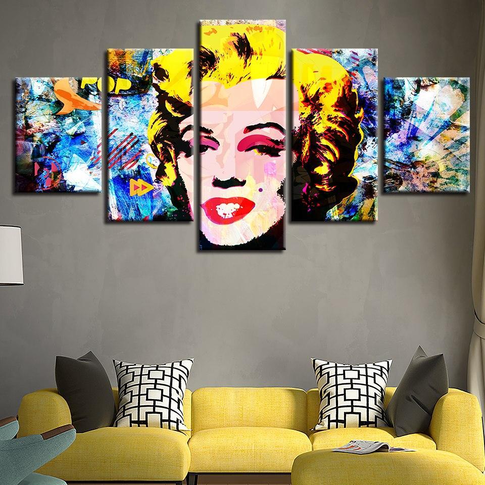 Marilyn Monroe Abstract 5 Piece HD Multi Panel Canvas Wall Art Frame-Original Frame