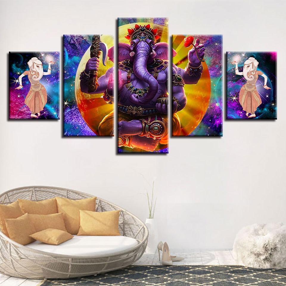 Hindu God Ganesha Canvas Picture-Original Frame