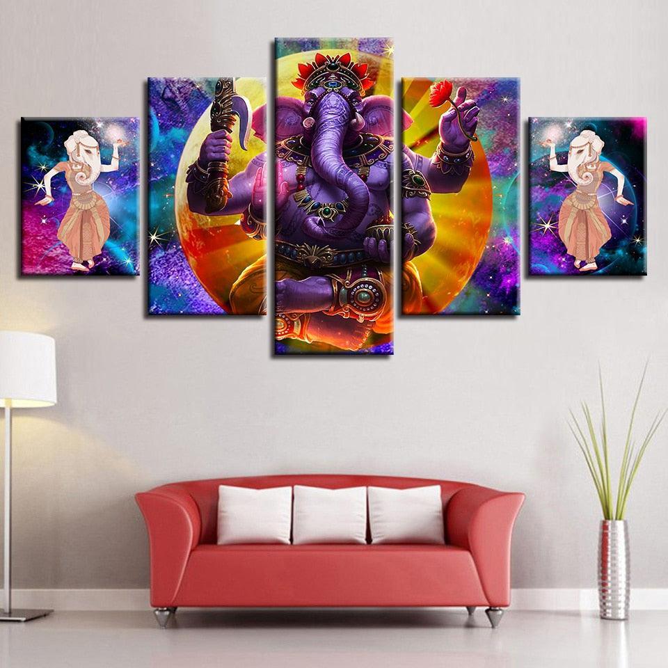 Hindu God Ganesha Canvas Picture-Original Frame