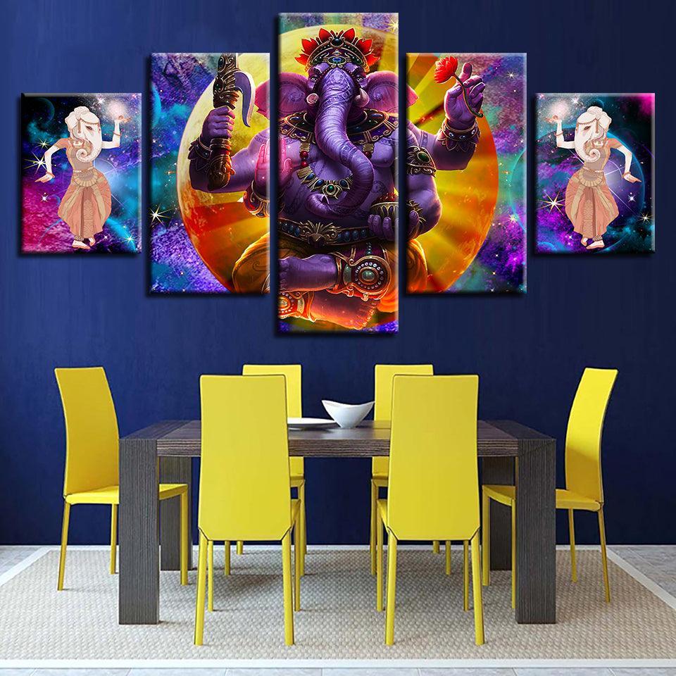 Hindu God Ganesha Canvas Picture-Original Frame