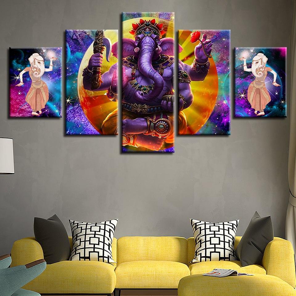 Hindu God Ganesha Canvas Picture-Original Frame