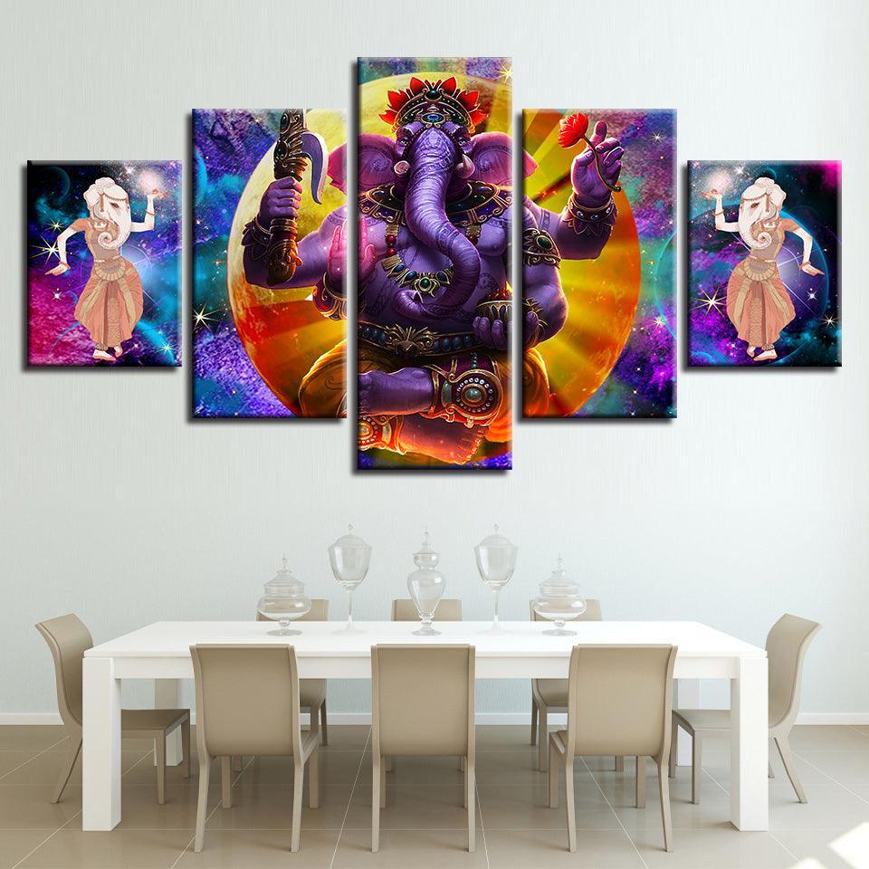 Hindu God Ganesha Canvas Picture-Original Frame