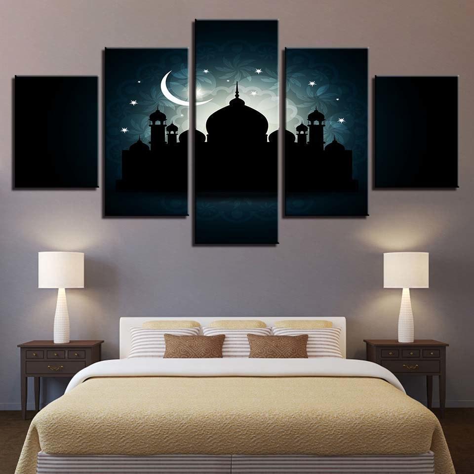 Mosque Ramadan 5 Piece HD Multi Panel Canvas Wall Art Frame-Original Frame