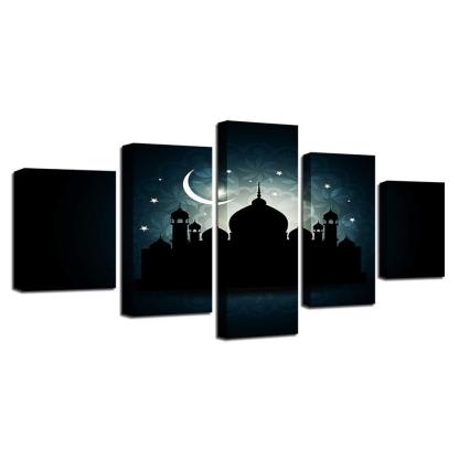 Mosque Ramadan 5 Piece HD Multi Panel Canvas Wall Art Frame-Original Frame