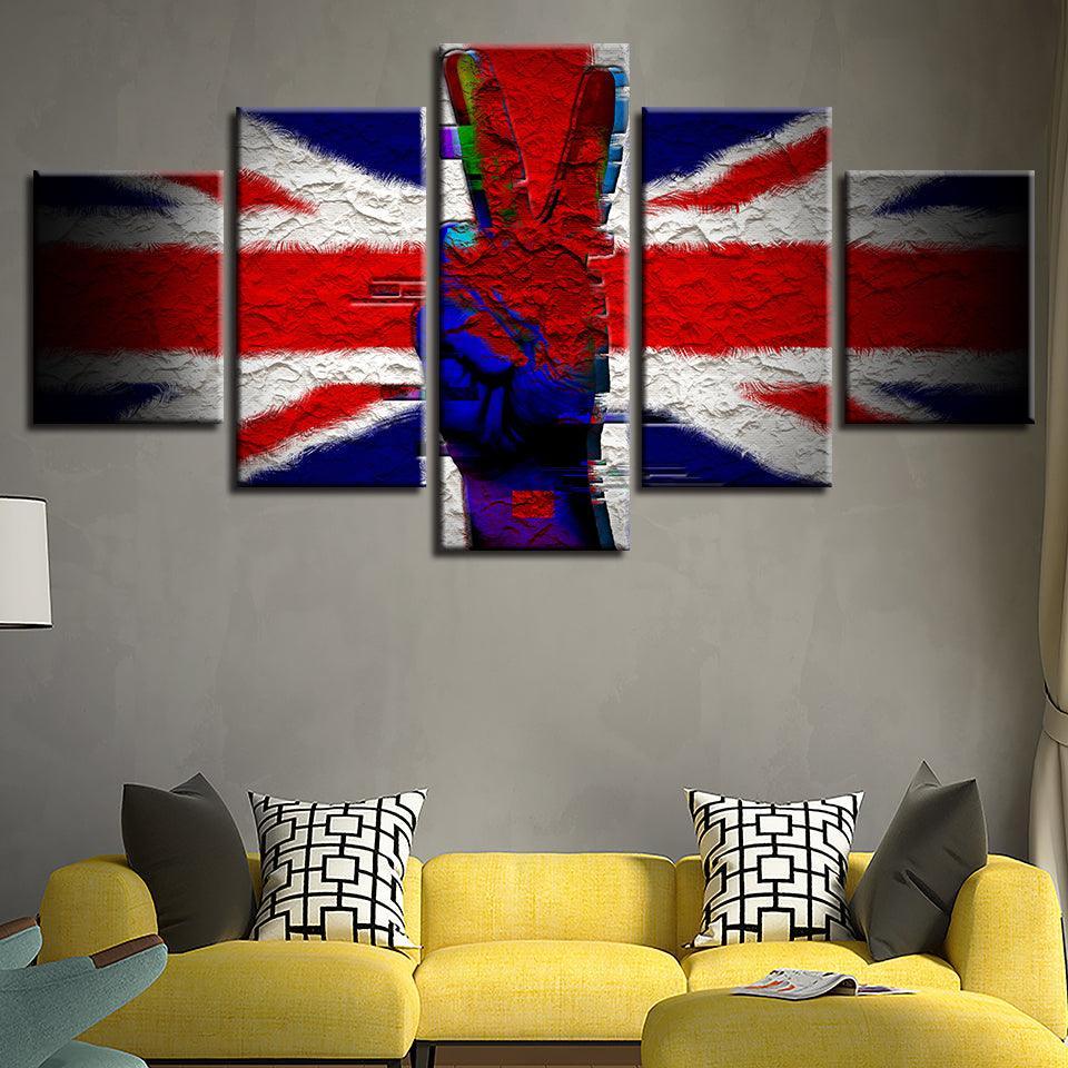 British Flag 5 Piece HD Multi Panel Canvas Wall Art Frame-Original Frame