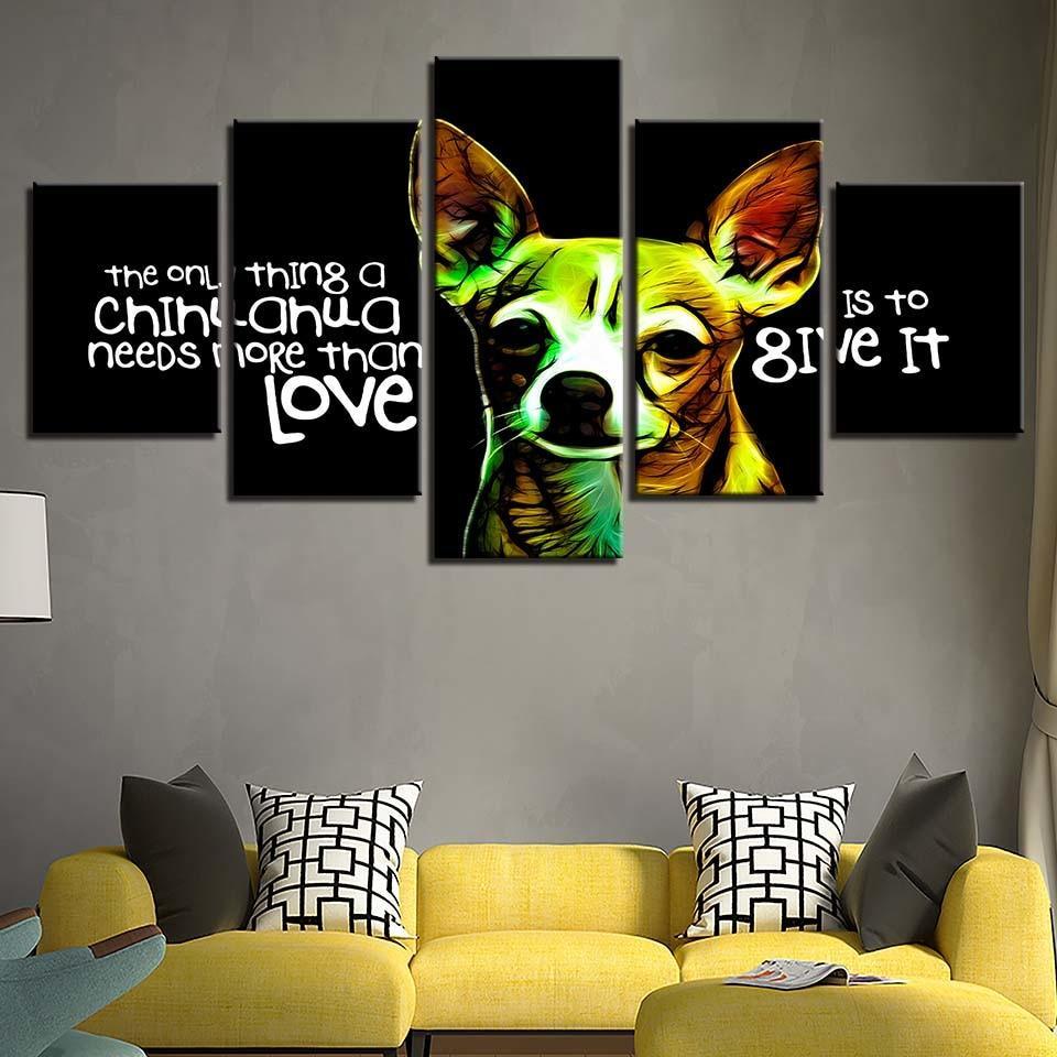 Animal Dog Words 5 Piece HD Multi Panel Canvas Wall Art Frame-Original Frame