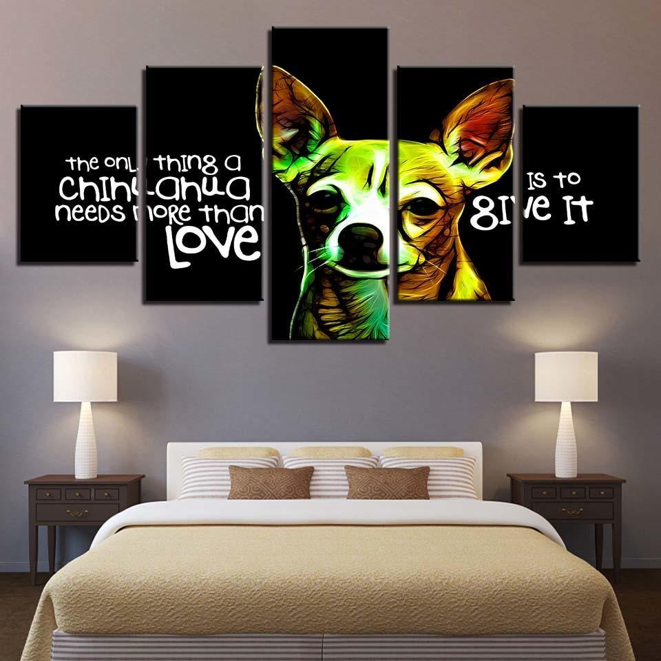 Animal Dog Words 5 Piece HD Multi Panel Canvas Wall Art Frame-Original Frame