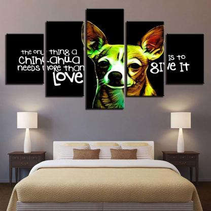 Animal Dog Words 5 Piece HD Multi Panel Canvas Wall Art Frame-Original Frame