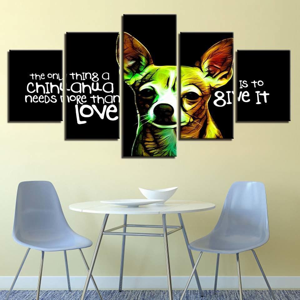 Animal Dog Words 5 Piece HD Multi Panel Canvas Wall Art Frame-Original Frame