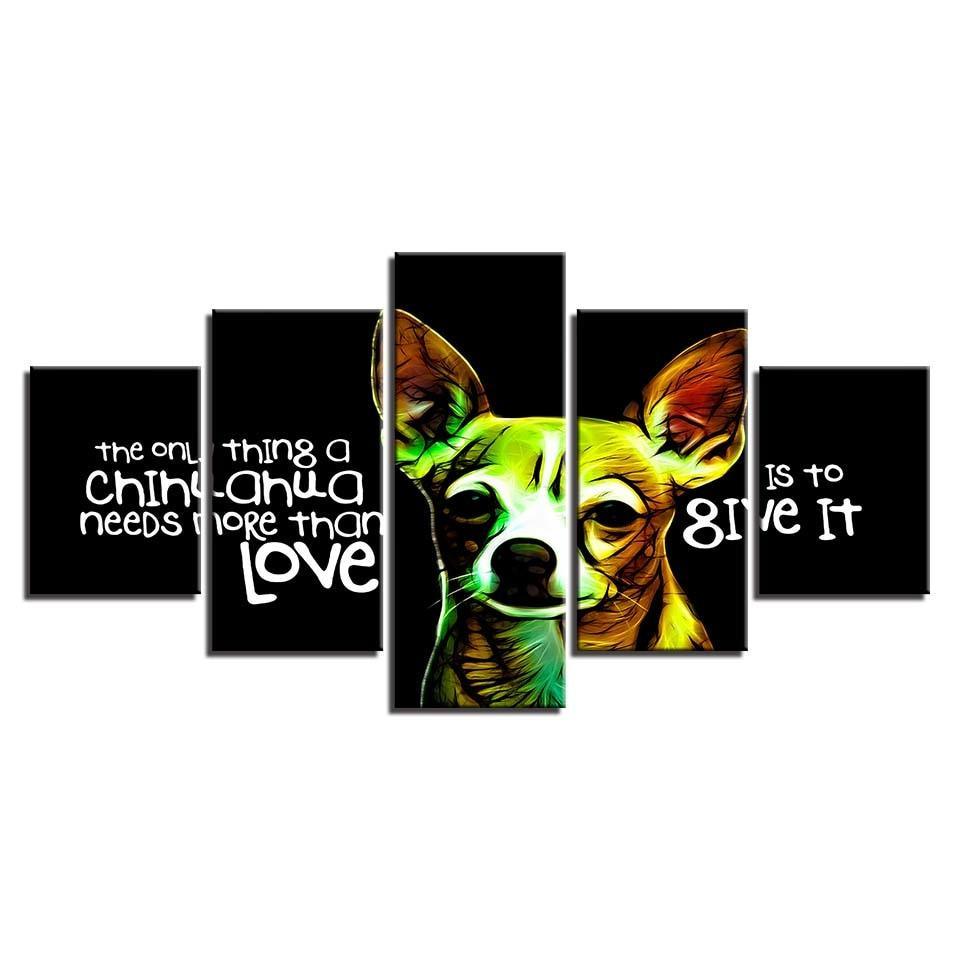 Animal Dog Words 5 Piece HD Multi Panel Canvas Wall Art Frame-Original Frame