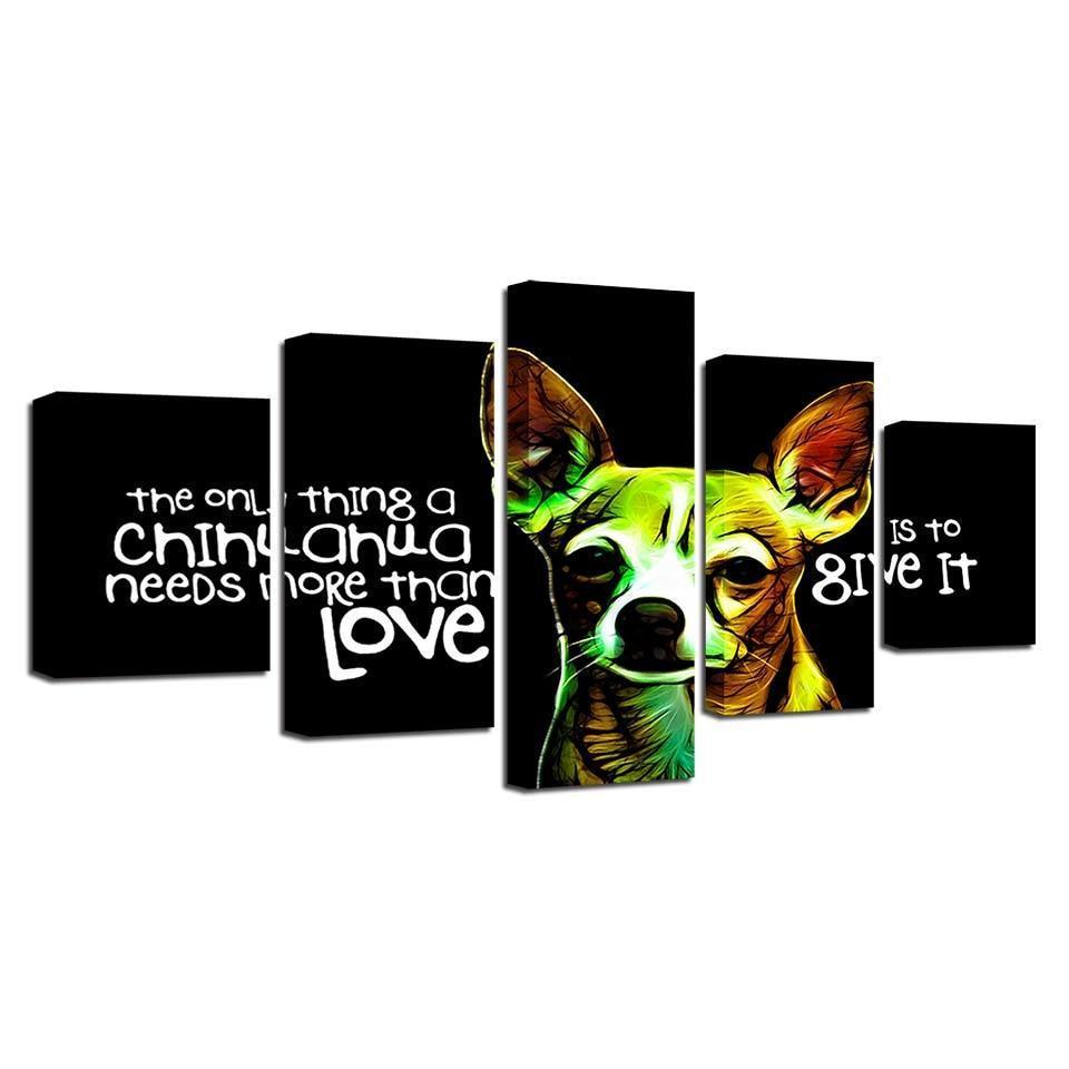 Animal Dog Words 5 Piece HD Multi Panel Canvas Wall Art Frame-Original Frame
